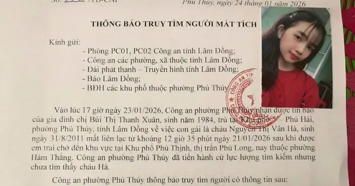 thiếu nữ mất tích