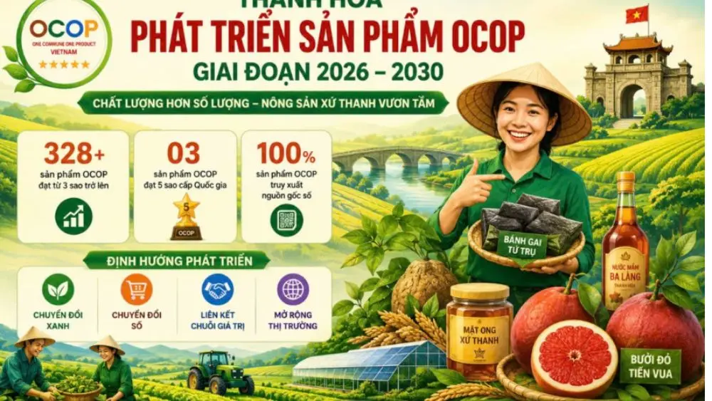 Thanh Hóa đặt mục tiêu 100% sản phẩm OCOP được truy xuất nguồn gốc, quản lý trên nền tảng số, nâng cao giá trị và minh bạch sản phẩm.