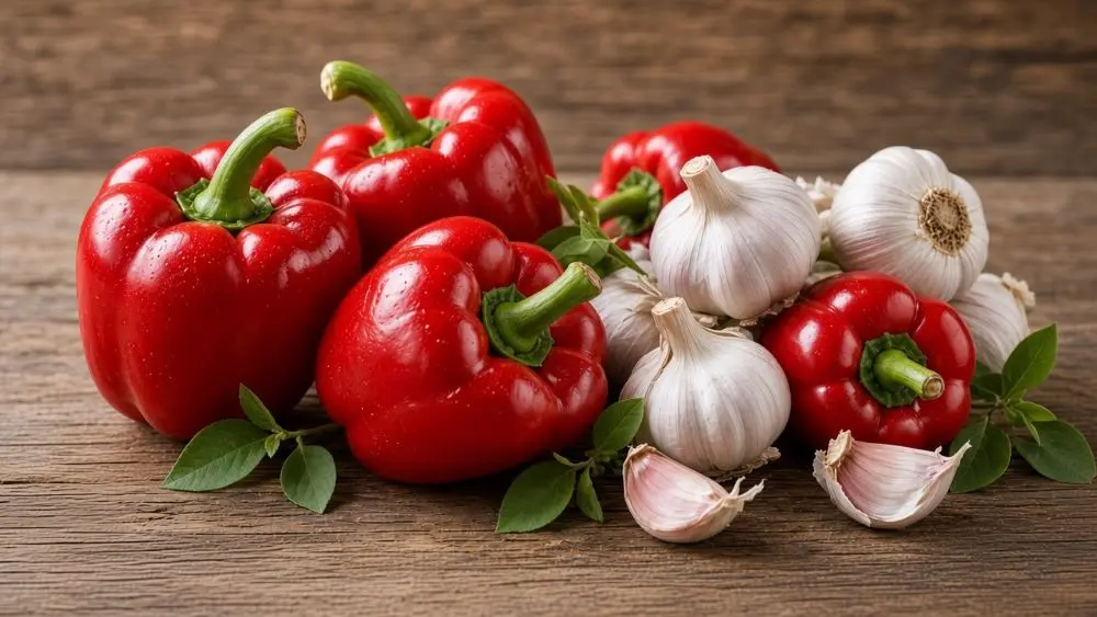Ớt chuông đỏ và tỏi là hai thực phẩm giàu chất chống oxy hóa, ít kali, có thể bổ sung vào chế độ ăn hỗ trợ sức khỏe thận.